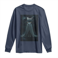 Cat Halloween Long Sleeve Shirt Spooky Season Ghost Kitten Haunted Mansion - Wonder Print Shop