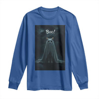 Cat Halloween Long Sleeve Shirt Spooky Season Ghost Kitten Haunted Mansion - Wonder Print Shop
