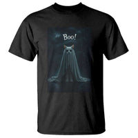 Cat Halloween T Shirt Spooky Season Ghost Kitten Haunted Mansion - Wonder Print Shop