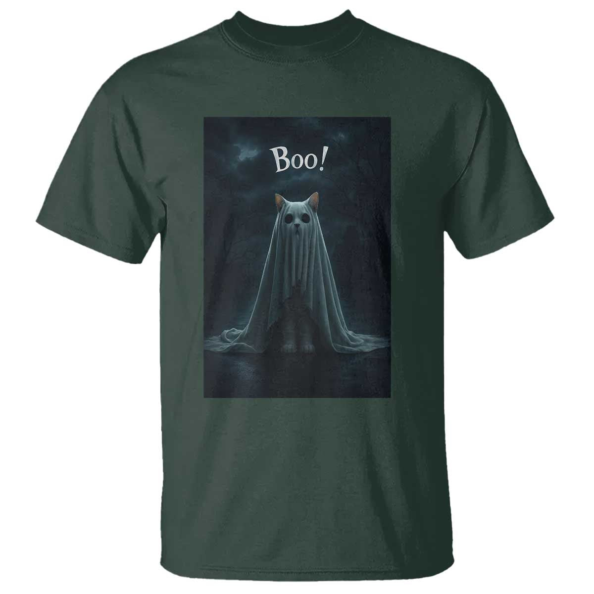 Cat Halloween T Shirt Spooky Season Ghost Kitten Haunted Mansion - Wonder Print Shop