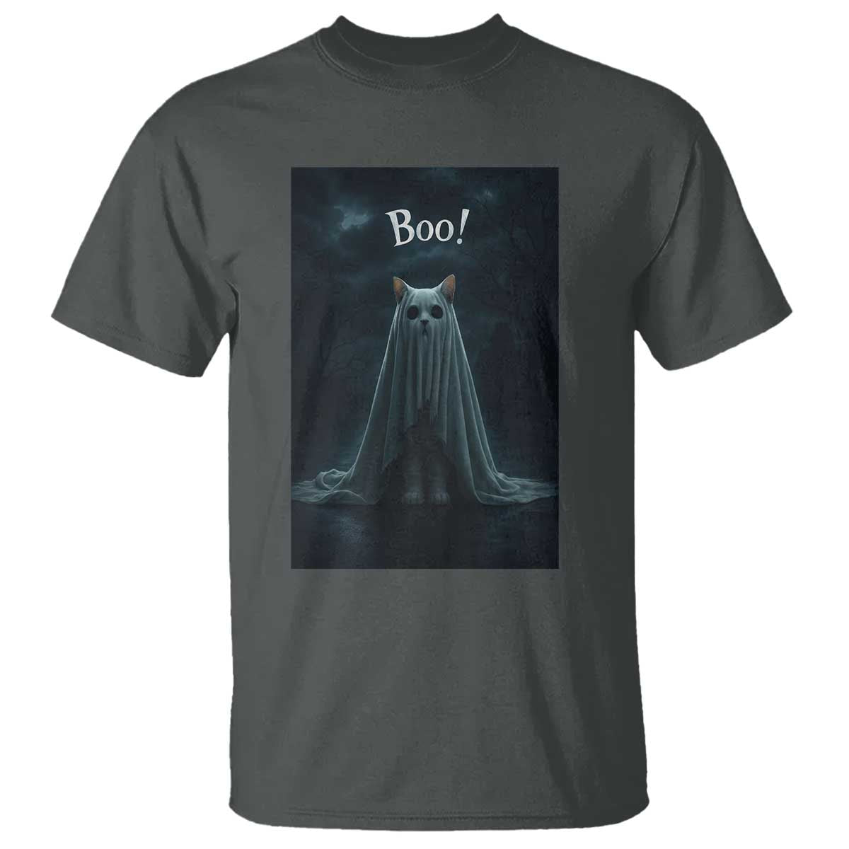 Cat Halloween T Shirt Spooky Season Ghost Kitten Haunted Mansion - Wonder Print Shop