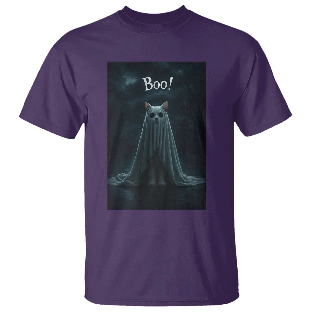 Cat Halloween T Shirt Spooky Season Ghost Kitten Haunted Mansion - Wonder Print Shop