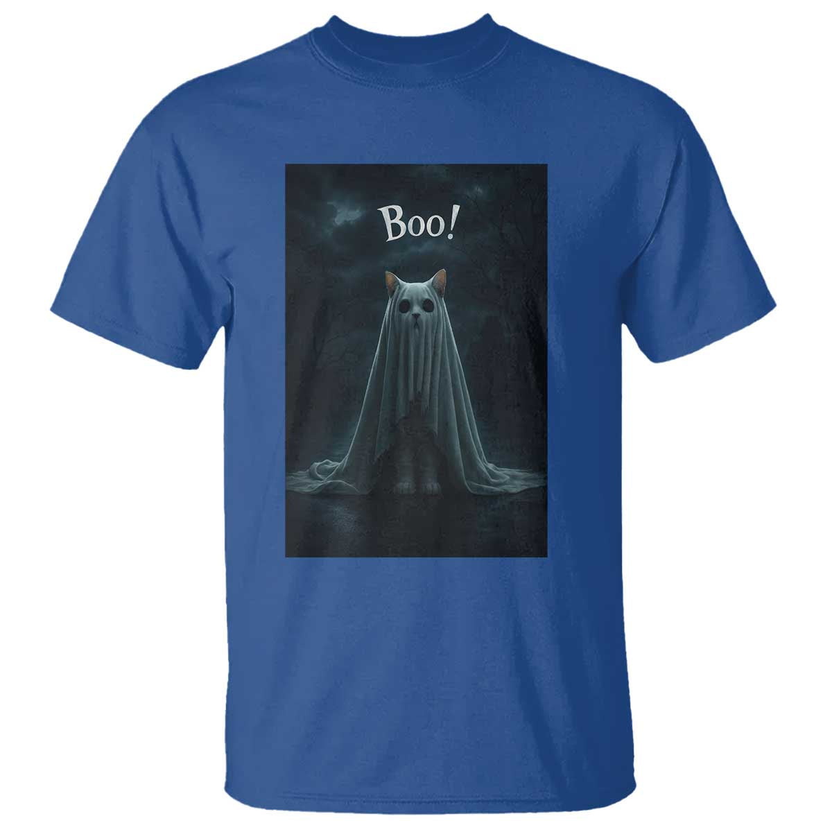 Cat Halloween T Shirt Spooky Season Ghost Kitten Haunted Mansion - Wonder Print Shop