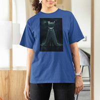 Cat Halloween T Shirt For Women Spooky Season Ghost Kitten Haunted Mansion - Wonder Print Shop