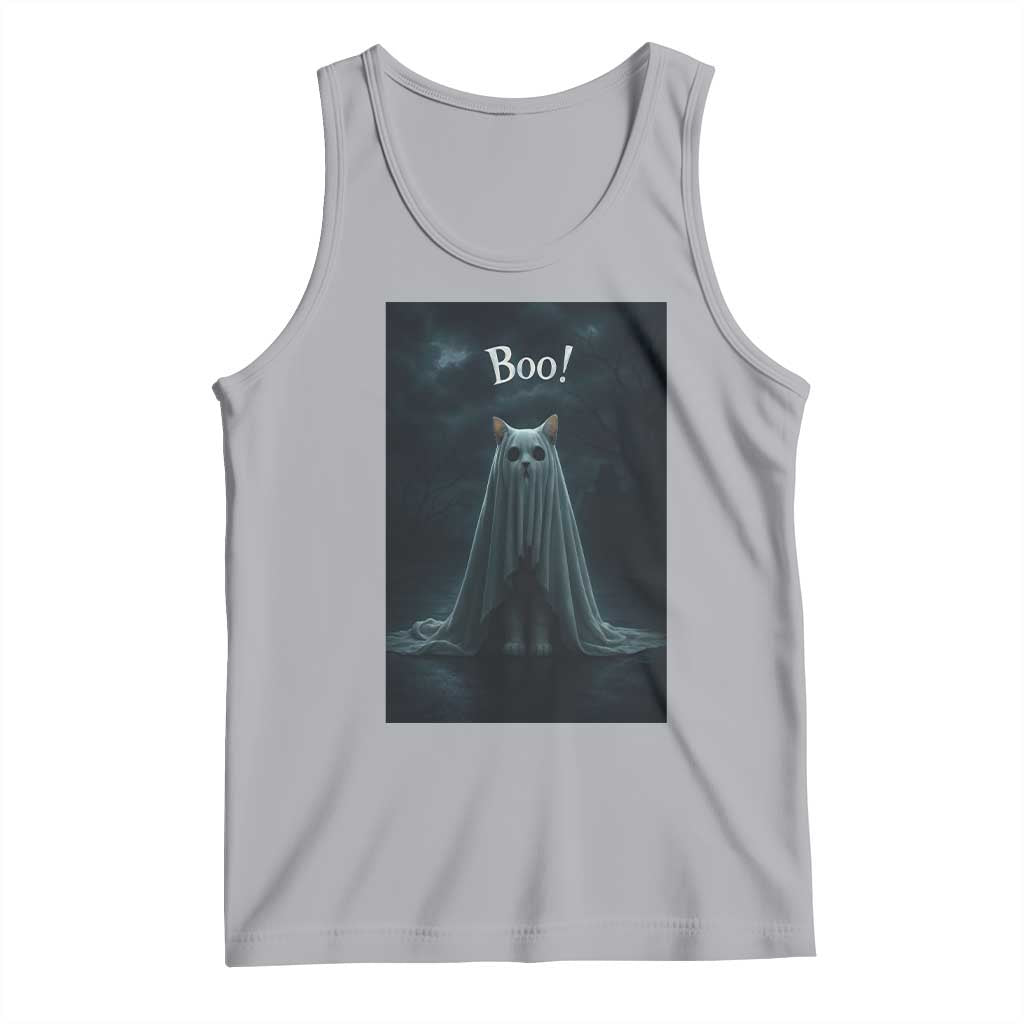 Cat Halloween Tank Top Spooky Season Ghost Kitten Haunted Mansion - Wonder Print Shop