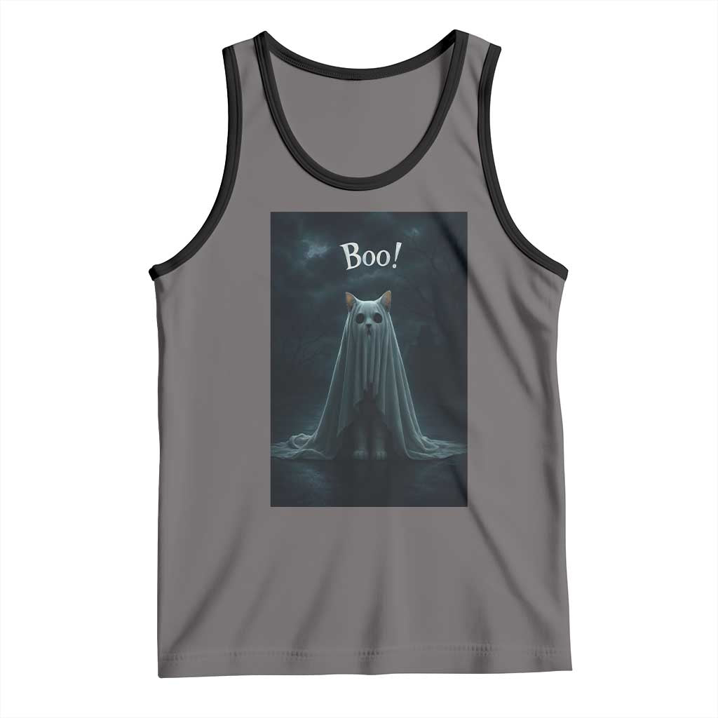 Cat Halloween Tank Top Spooky Season Ghost Kitten Haunted Mansion - Wonder Print Shop