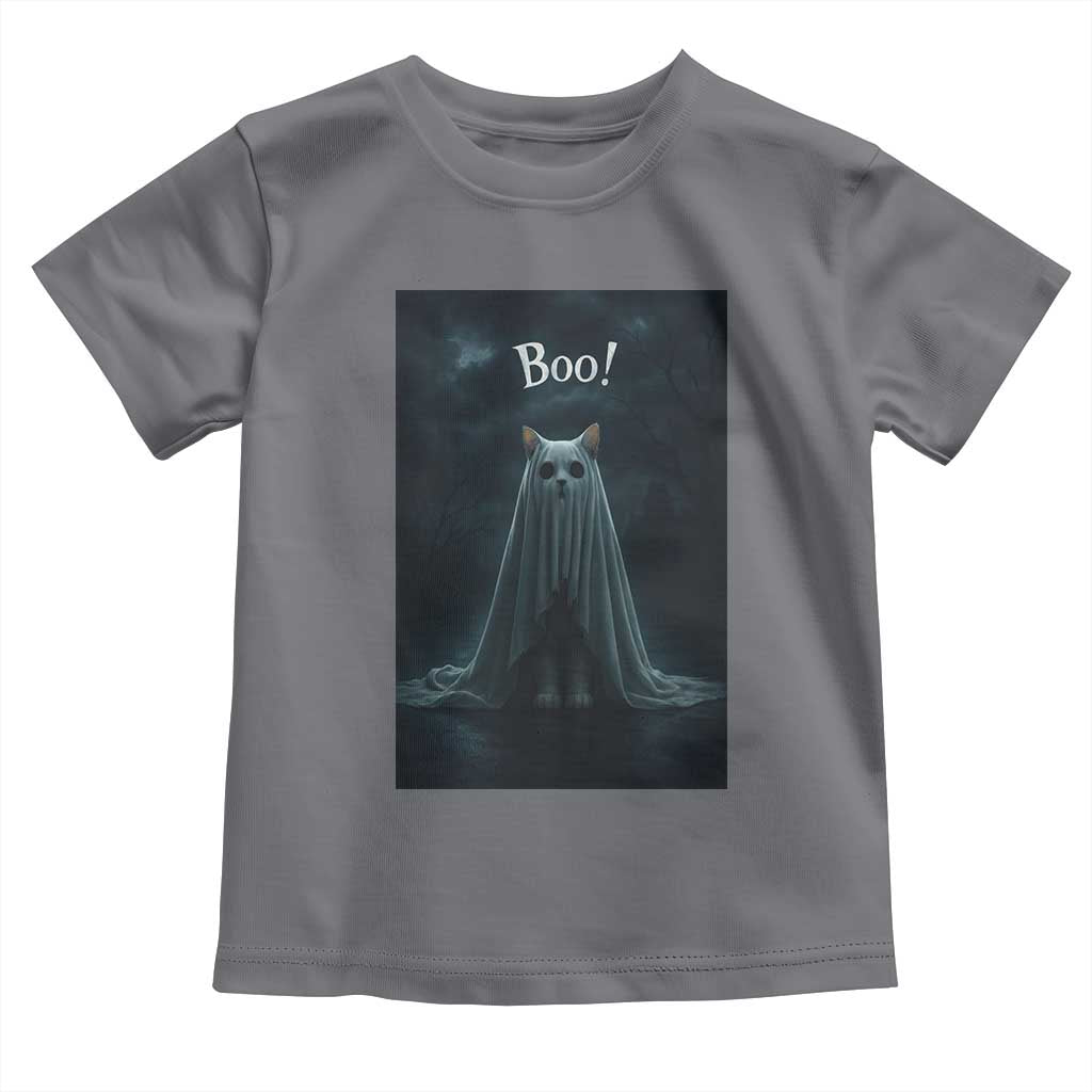 Cat Halloween Toddler T Shirt Spooky Season Ghost Kitten Haunted Mansion - Wonder Print Shop