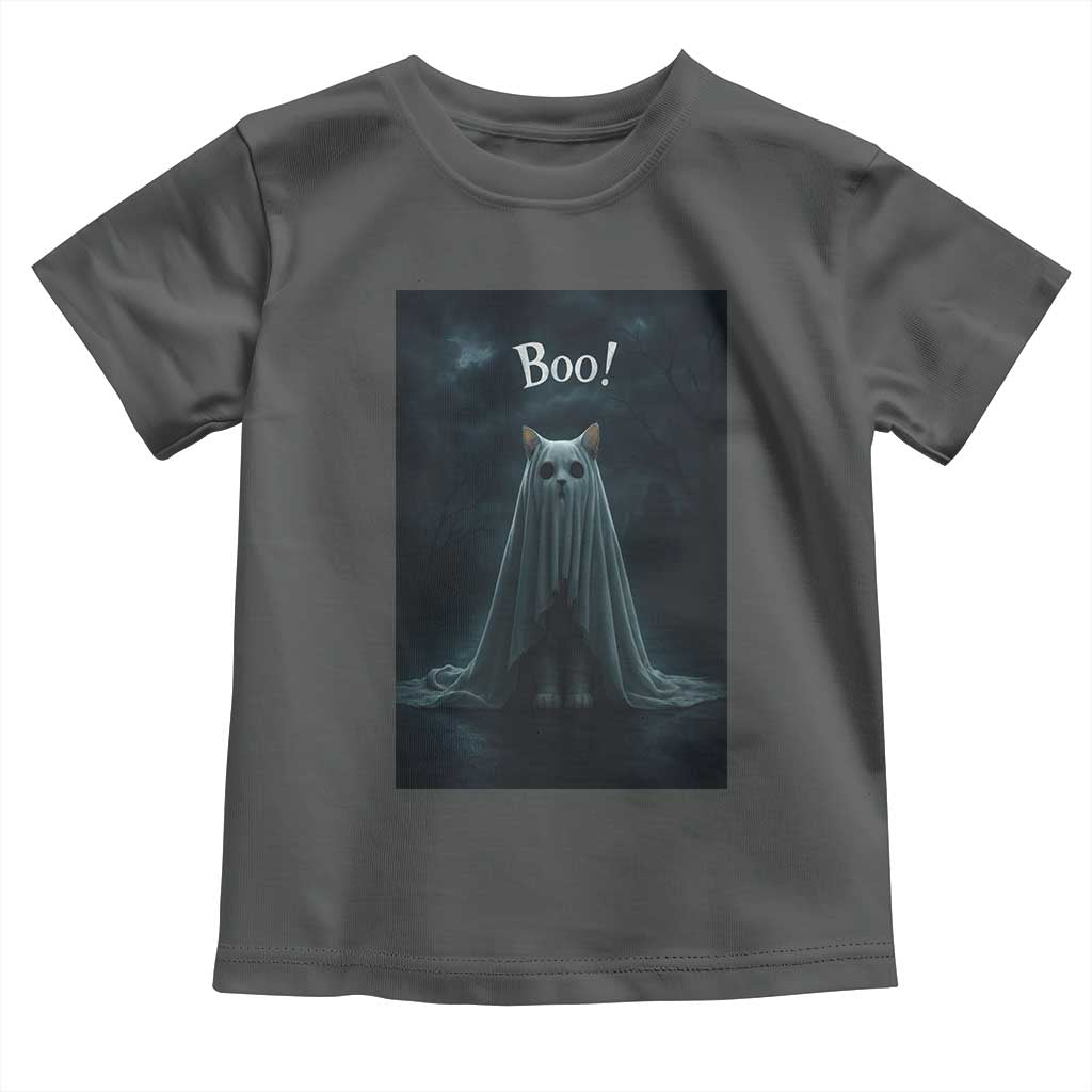 Cat Halloween Toddler T Shirt Spooky Season Ghost Kitten Haunted Mansion - Wonder Print Shop