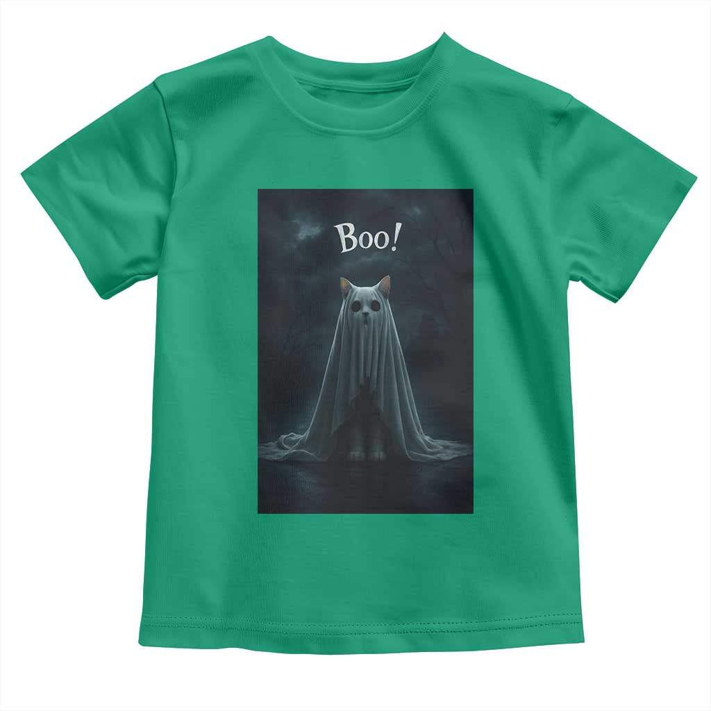 Cat Halloween Toddler T Shirt Spooky Season Ghost Kitten Haunted Mansion - Wonder Print Shop
