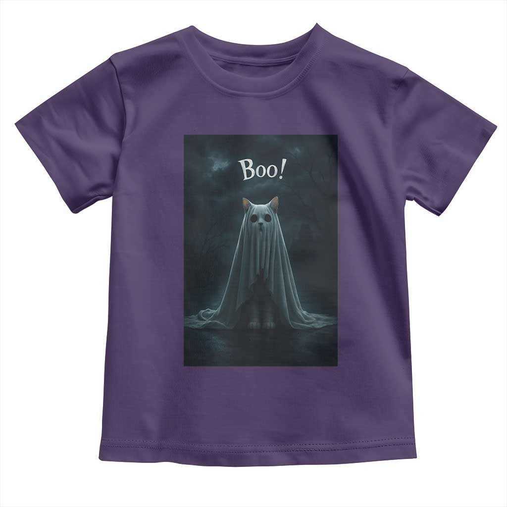 Cat Halloween Toddler T Shirt Spooky Season Ghost Kitten Haunted Mansion - Wonder Print Shop