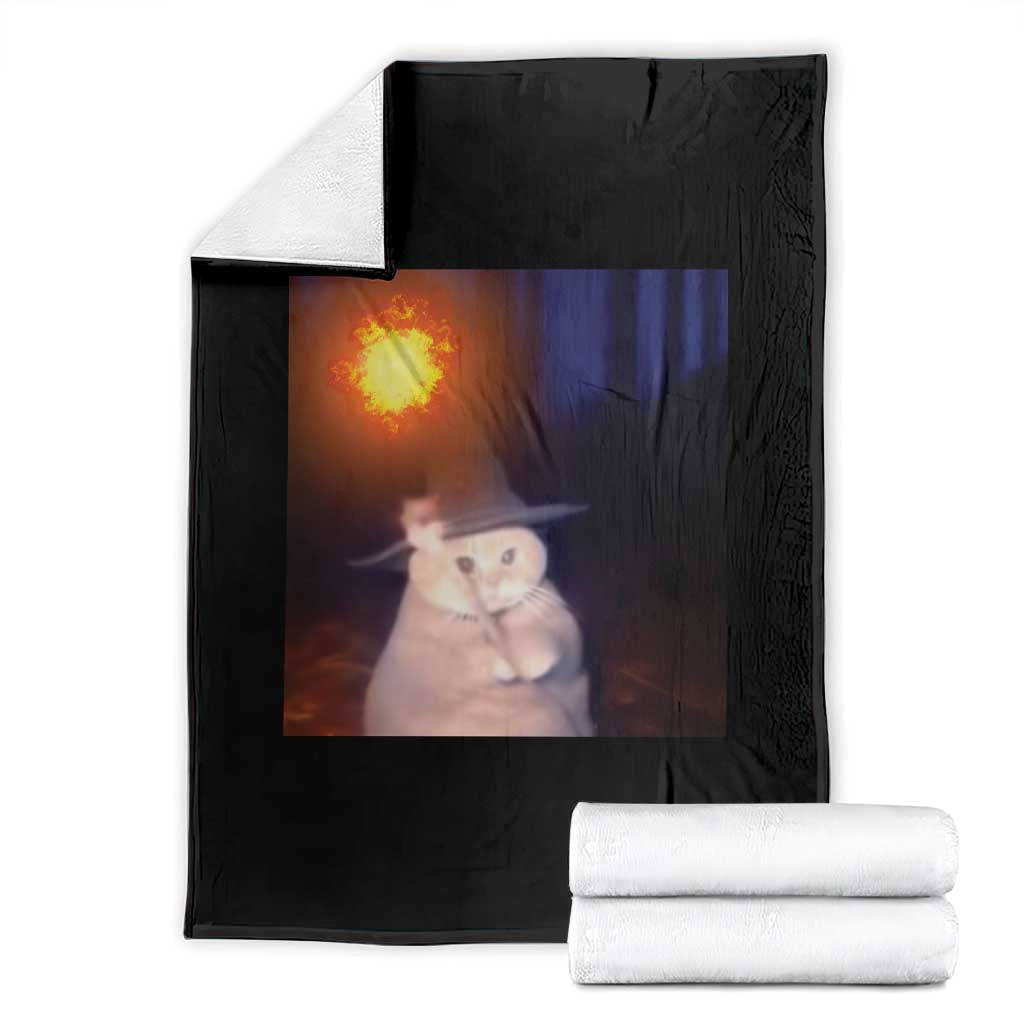 Wizard Cat Throw Blanket Weird Funny Retro Halloween Orange Cat Meme - Wonder Print Shop