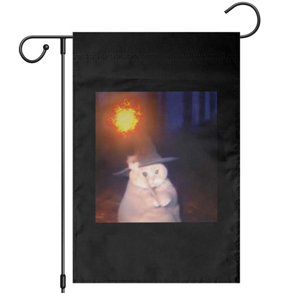Wizard Cat Garden Flag Weird Funny Retro Halloween Orange Cat Meme - Wonder Print Shop