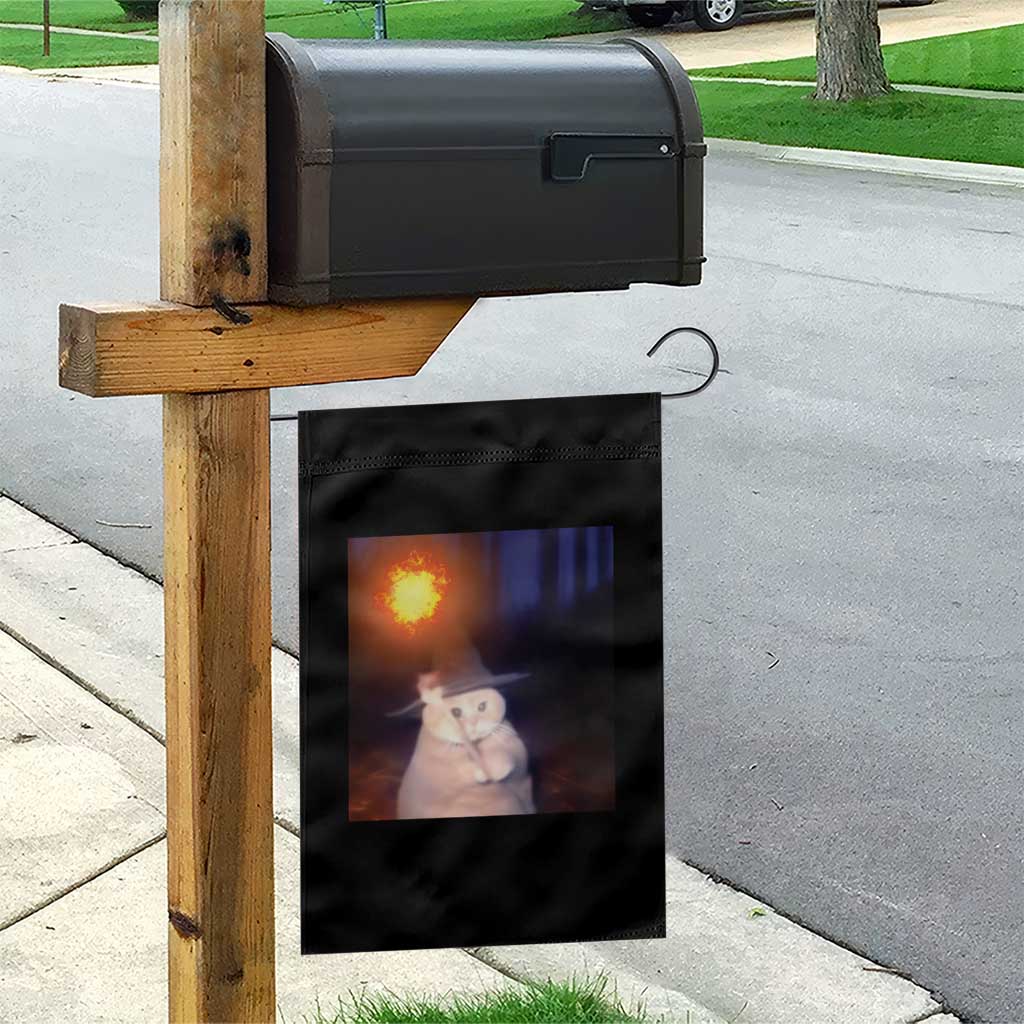 Wizard Cat Garden Flag Weird Funny Retro Halloween Orange Cat Meme - Wonder Print Shop