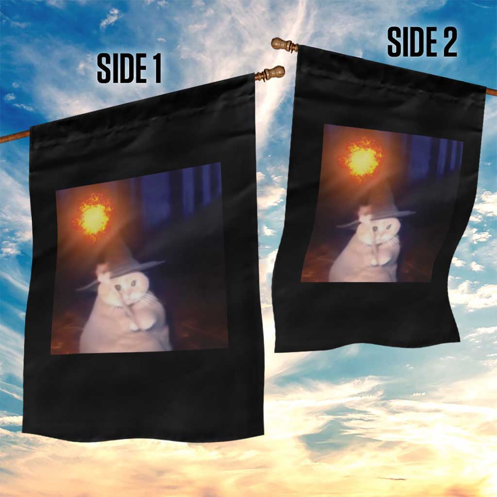 Wizard Cat Garden Flag Weird Funny Retro Halloween Orange Cat Meme - Wonder Print Shop