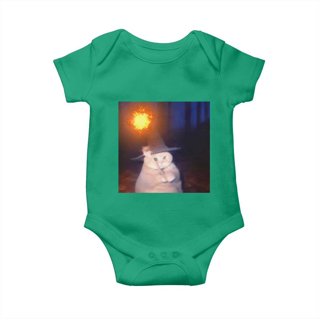 Wizard Cat Baby Onesie Weird Funny Retro Halloween Orange Cat Meme - Wonder Print Shop