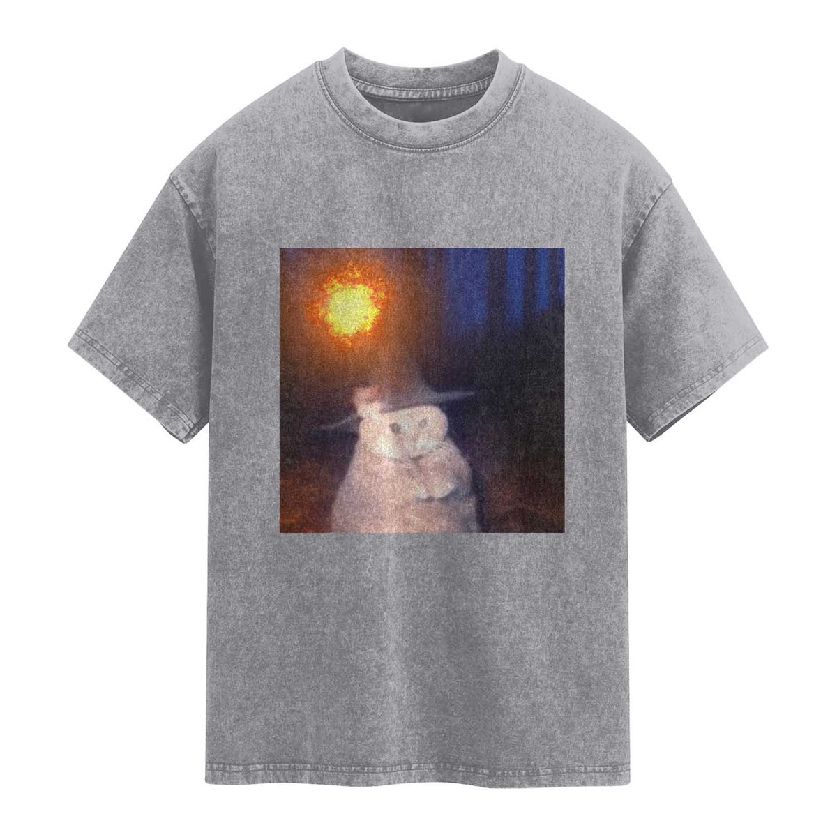 Wizard Cat Washed Cotton T-Shirt Weird Funny Retro Halloween Orange Cat Meme