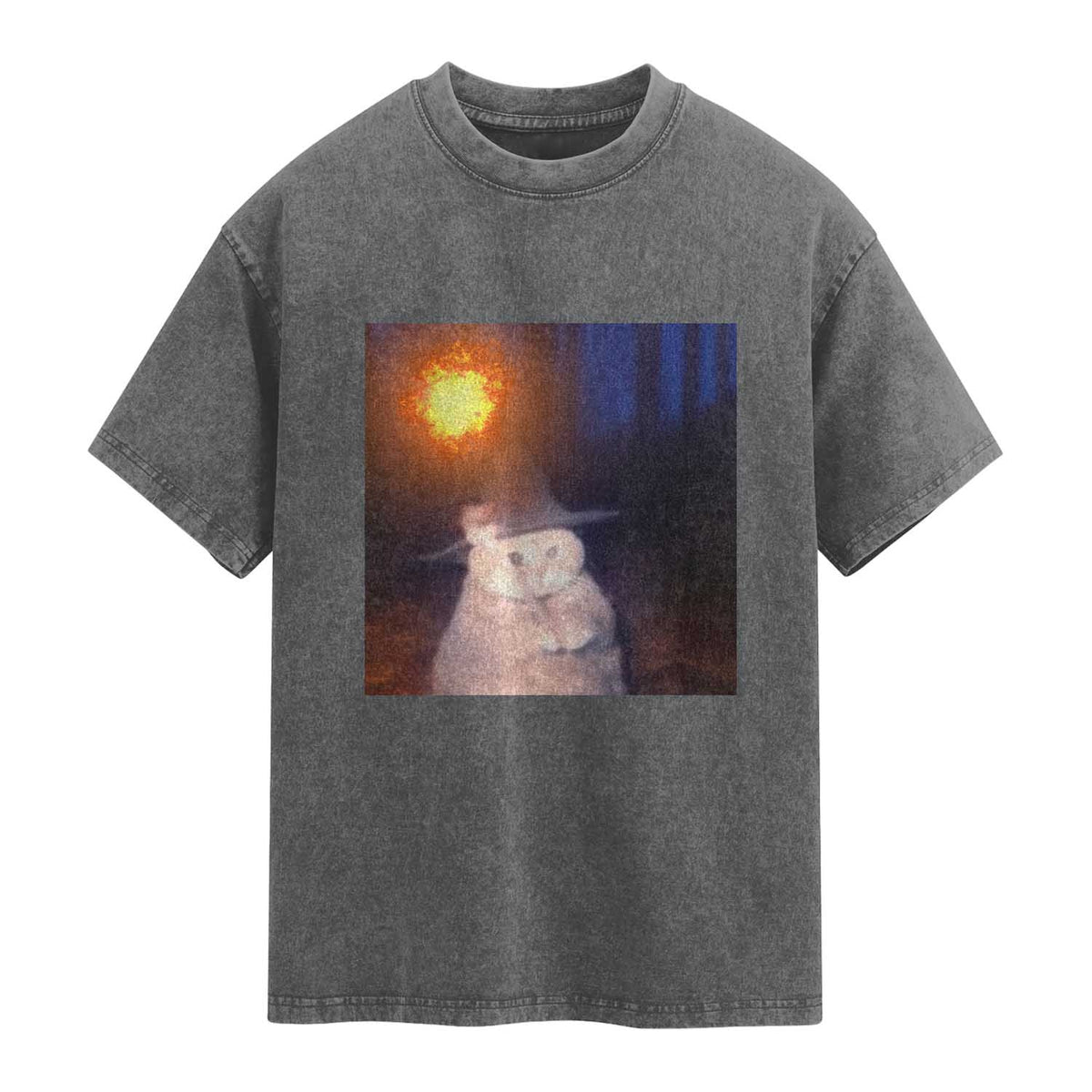 Wizard Cat Washed Cotton T-Shirt Weird Funny Retro Halloween Orange Cat Meme