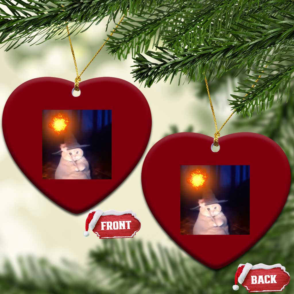 Wizard Cat Ceramic Ornament Weird Funny Retro Halloween Orange Cat Meme - Wonder Print Shop