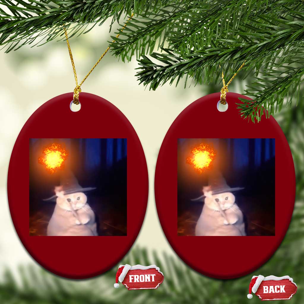 Wizard Cat Ceramic Ornament Weird Funny Retro Halloween Orange Cat Meme - Wonder Print Shop