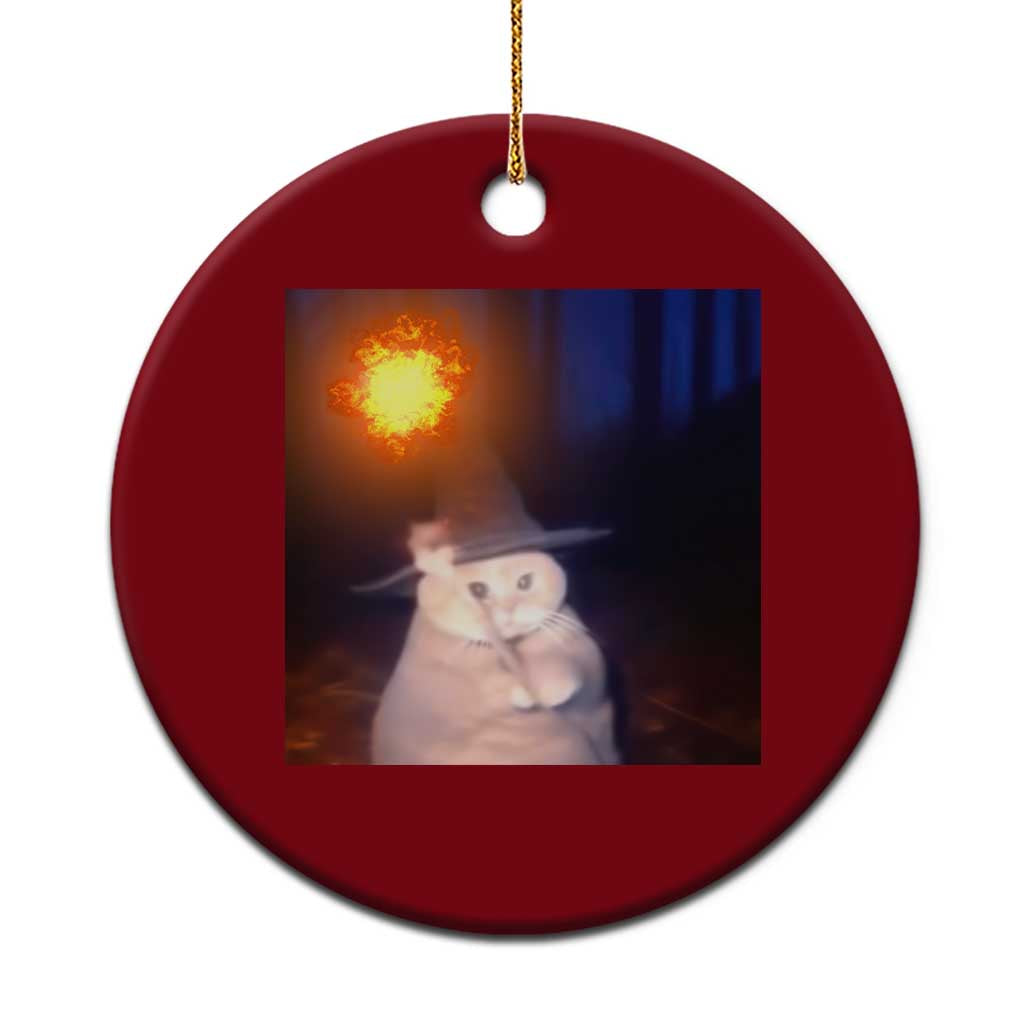 Wizard Cat Ceramic Ornament Weird Funny Retro Halloween Orange Cat Meme - Wonder Print Shop