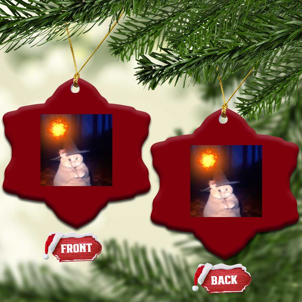 Wizard Cat Ceramic Ornament Weird Funny Retro Halloween Orange Cat Meme - Wonder Print Shop