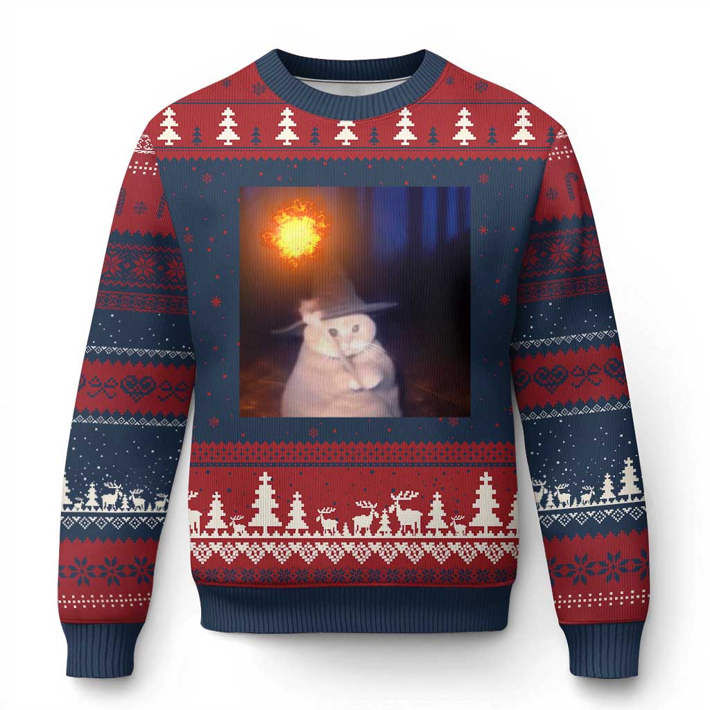 Wizard Cat Ugly Christmas Sweater Weird Funny Retro Halloween Orange Cat Meme - Wonder Print Shop