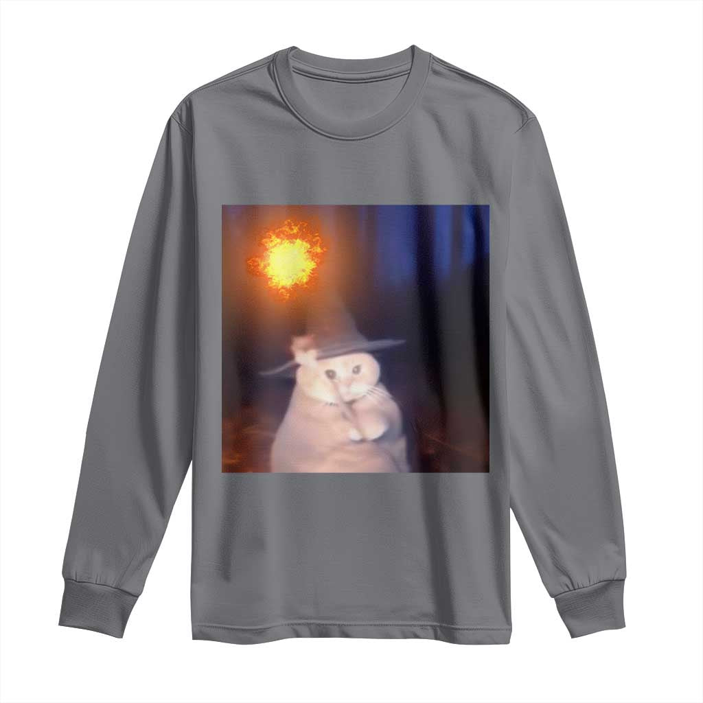 Wizard Cat Long Sleeve Shirt Weird Funny Retro Halloween Orange Cat Meme - Wonder Print Shop