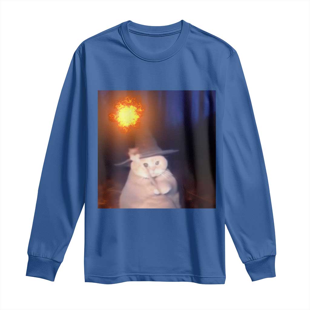 Wizard Cat Long Sleeve Shirt Weird Funny Retro Halloween Orange Cat Meme - Wonder Print Shop