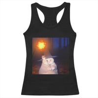 Wizard Cat Racerback Tank Top Weird Funny Retro Halloween Orange Cat Meme - Wonder Print Shop