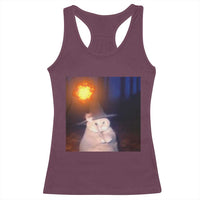 Wizard Cat Racerback Tank Top Weird Funny Retro Halloween Orange Cat Meme - Wonder Print Shop