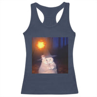 Wizard Cat Racerback Tank Top Weird Funny Retro Halloween Orange Cat Meme - Wonder Print Shop