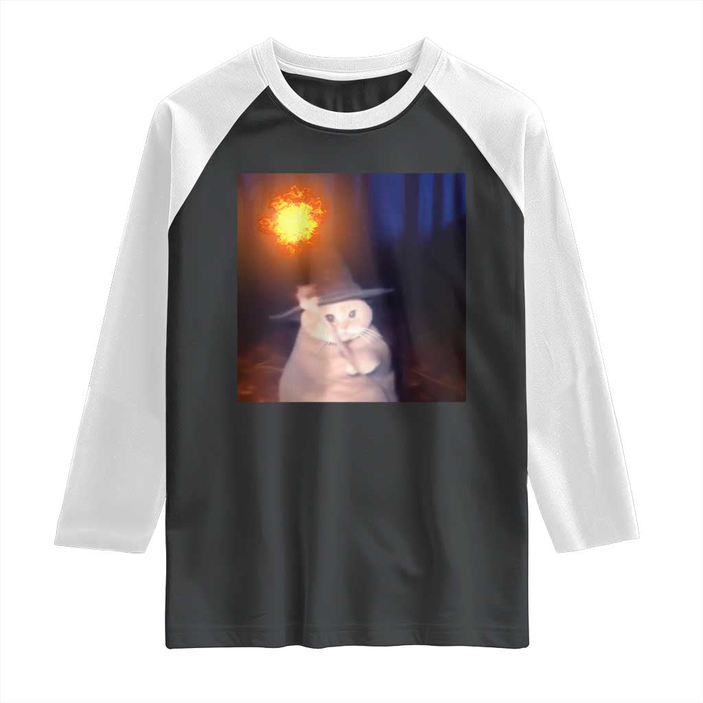 Wizard Cat Raglan Shirt Weird Funny Retro Halloween Orange Cat Meme - Wonder Print Shop