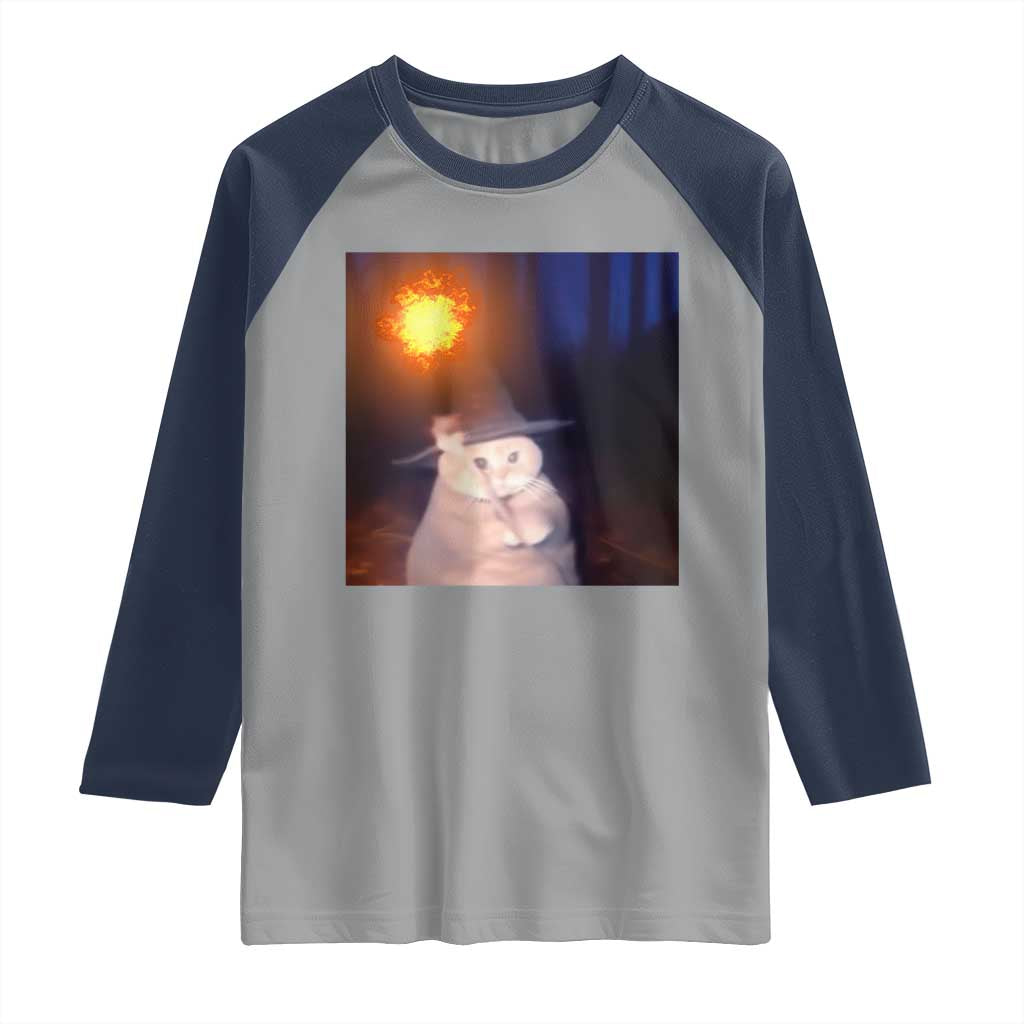 Wizard Cat Raglan Shirt Weird Funny Retro Halloween Orange Cat Meme - Wonder Print Shop