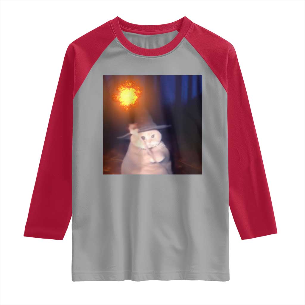 Wizard Cat Raglan Shirt Weird Funny Retro Halloween Orange Cat Meme - Wonder Print Shop