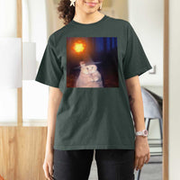 Wizard Cat T Shirt For Women Weird Funny Retro Halloween Orange Cat Meme - Wonder Print Shop
