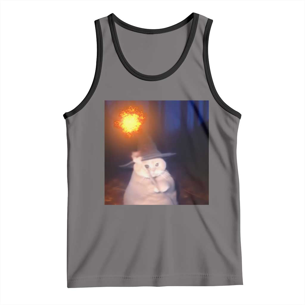 Wizard Cat Tank Top Weird Funny Retro Halloween Orange Cat Meme - Wonder Print Shop