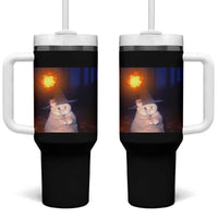 Wizard Cat Tumbler With Handle Weird Funny Retro Halloween Orange Cat Meme - Wonder Print Shop