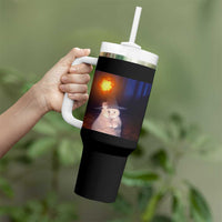 Wizard Cat Tumbler With Handle Weird Funny Retro Halloween Orange Cat Meme - Wonder Print Shop