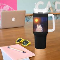 Wizard Cat Tumbler With Handle Weird Funny Retro Halloween Orange Cat Meme - Wonder Print Shop