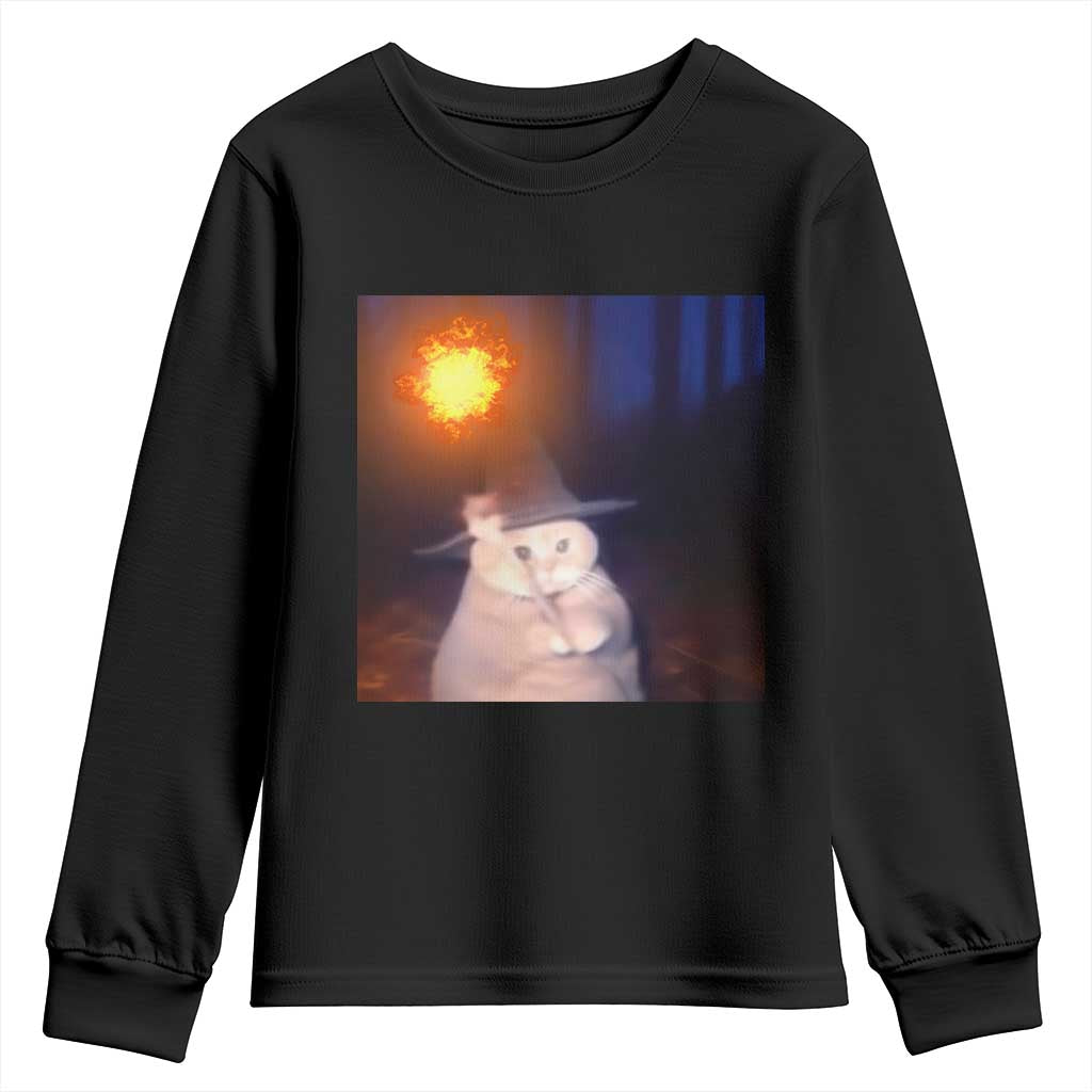 Wizard Cat Youth Sweatshirt Weird Funny Retro Halloween Orange Cat Meme - Wonder Print Shop