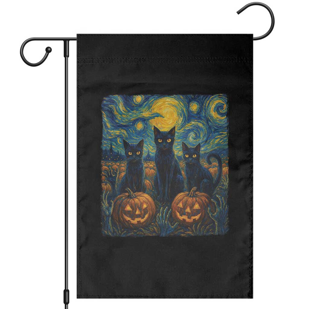 Cat Starry Night Garden Flag Funny Cat Lover Gifts Halloween Van Gogh - Wonder Print Shop