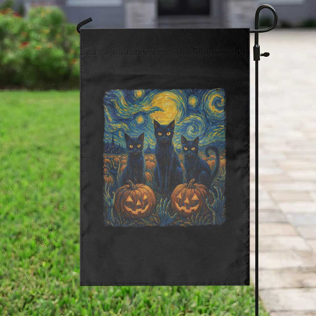 Cat Starry Night Garden Flag Funny Cat Lover Gifts Halloween Van Gogh - Wonder Print Shop