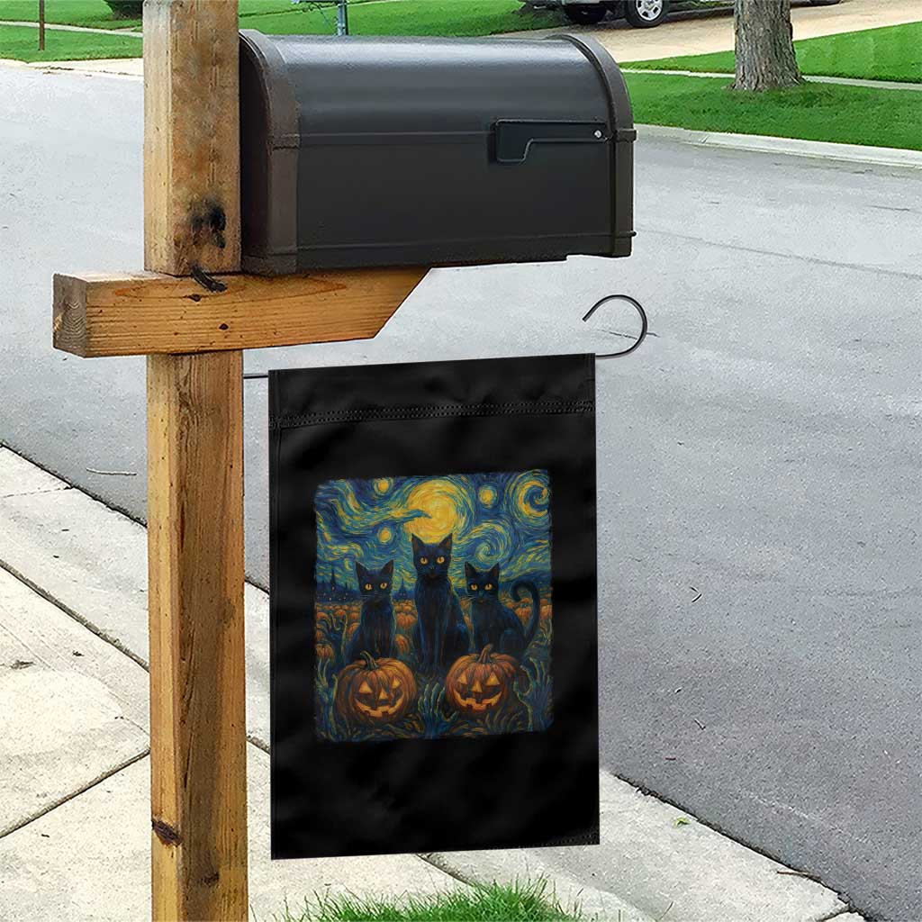 Cat Starry Night Garden Flag Funny Cat Lover Gifts Halloween Van Gogh - Wonder Print Shop