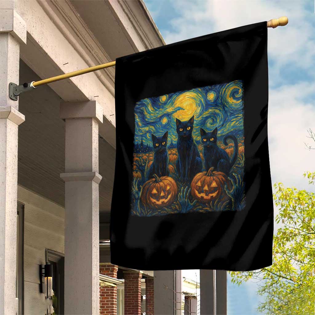 Cat Starry Night Garden Flag Funny Cat Lover Gifts Halloween Van Gogh - Wonder Print Shop
