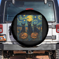 Cat Starry Night Spare Tire Cover Funny Cat Lover Gifts Halloween Van Gogh - Wonder Print Shop