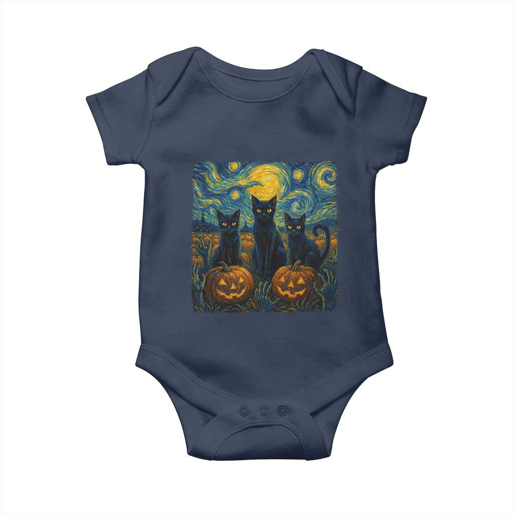 Cat Starry Night Baby Onesie Funny Cat Lover Gifts Halloween Van Gogh - Wonder Print Shop