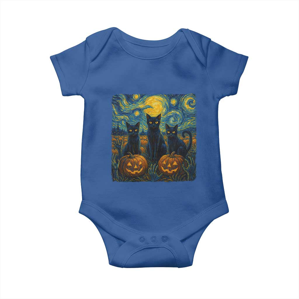Cat Starry Night Baby Onesie Funny Cat Lover Gifts Halloween Van Gogh - Wonder Print Shop
