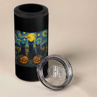Cat Starry Night 4 in 1 Can Cooler Tumbler Funny Cat Lover Gifts Halloween Van Gogh - Wonder Print Shop