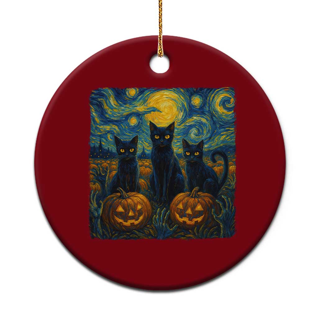Cat Starry Night Ceramic Ornament Funny Cat Lover Gifts Halloween Van Gogh - Wonder Print Shop