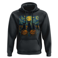 Cat Starry Night Hoodie Funny Cat Lover Gifts Halloween Van Gogh - Wonder Print Shop